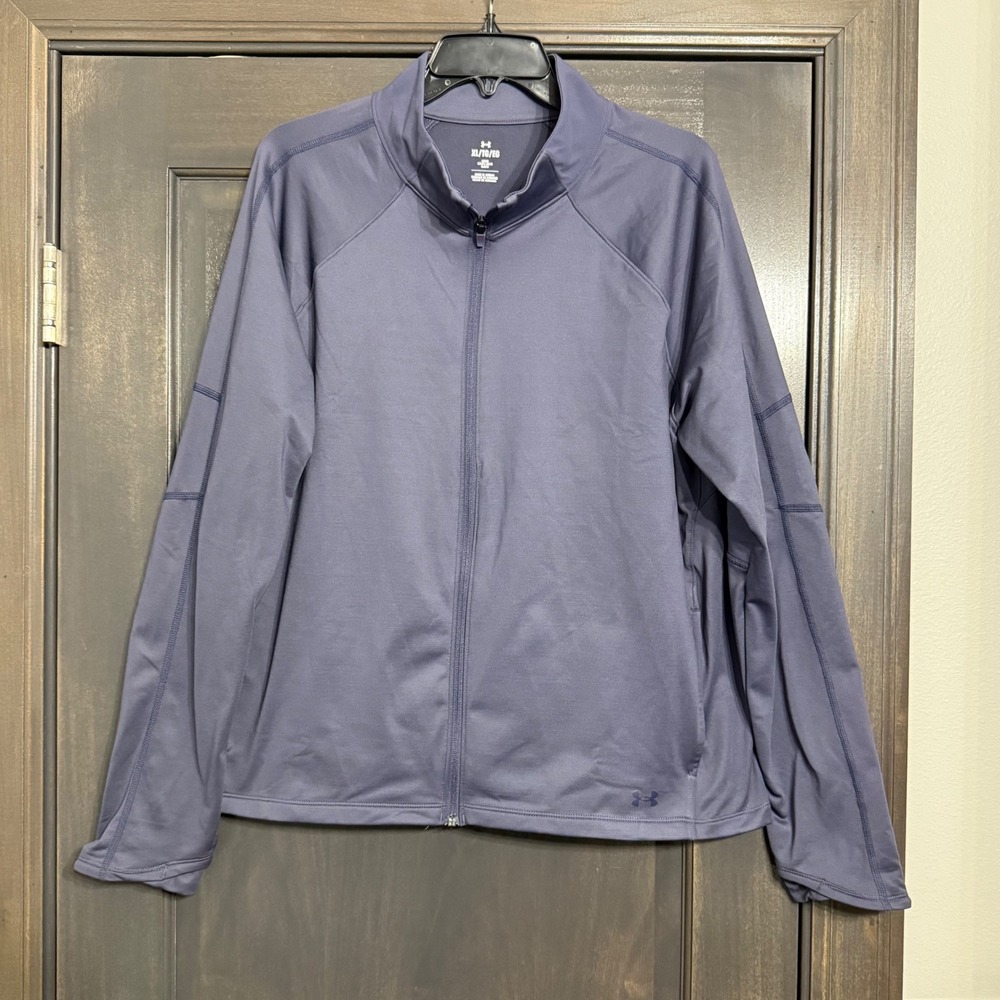 Under Armour Women XL Loose Full Zip Jacket Thumbholes Periwinkle‎ Blue Athletic
